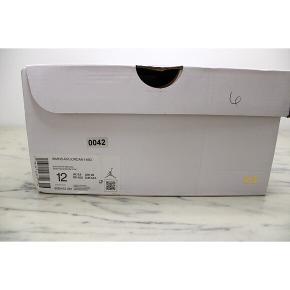 NIKE Air Jordan 1 Mid (Women's) – Black/Gym Red-Sail (US 12) NEW IN BOX - Picture 13 of 13